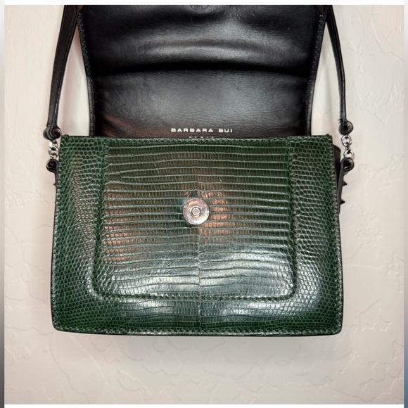 Barbara Bui Green Varanus Salvator Lizard Madness Crossbody Bag One Size - Picture 3 of 9